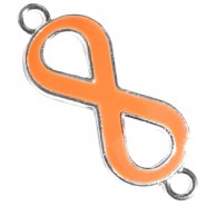 Metalen hangers - tussenzetsels " Infinity "  Zilver / Coral orange